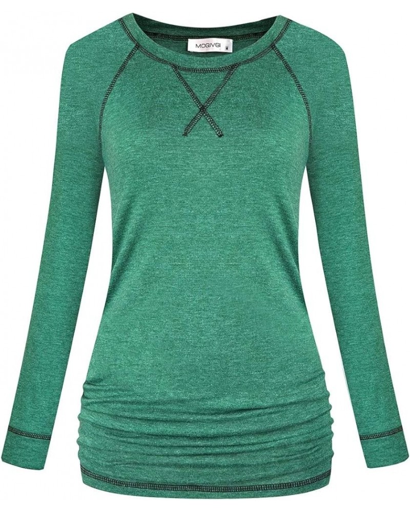 Womens Raglan Sleeve Workout Gym Yoga Running Shirts Fashion Casual Ruched Tops Green $12.41 Tops