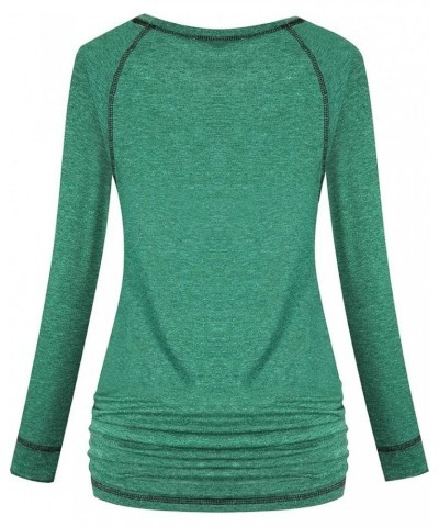 Womens Raglan Sleeve Workout Gym Yoga Running Shirts Fashion Casual Ruched Tops Green $12.41 Tops