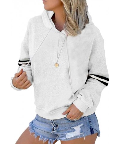 Womens Soccer Mom Hoodie Long Sleeve Casual Loose Striped Soccer Graphic Sweatshirts With Pocket C-white $10.40 Hoodies & Swe...