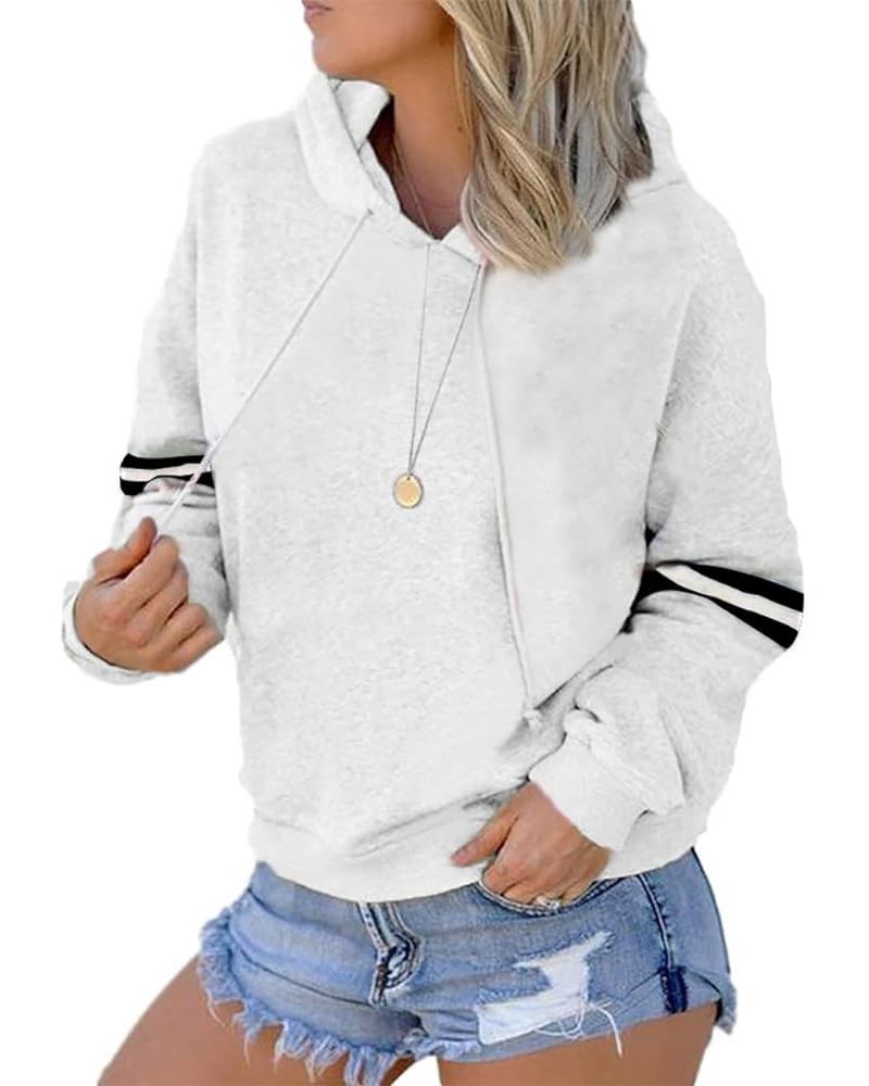 Womens Soccer Mom Hoodie Long Sleeve Casual Loose Striped Soccer Graphic Sweatshirts With Pocket C-white $10.40 Hoodies & Swe...