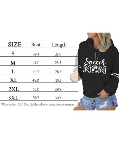 Womens Soccer Mom Hoodie Long Sleeve Casual Loose Striped Soccer Graphic Sweatshirts With Pocket C-white $10.40 Hoodies & Swe...