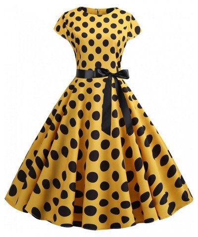 Women's 1950s Vintage Rockabilly Tea Dress Polka Dot 50's 60's Wedding Dress Above Knee Length Skater Dress Bn9-yellow $6.27 ...
