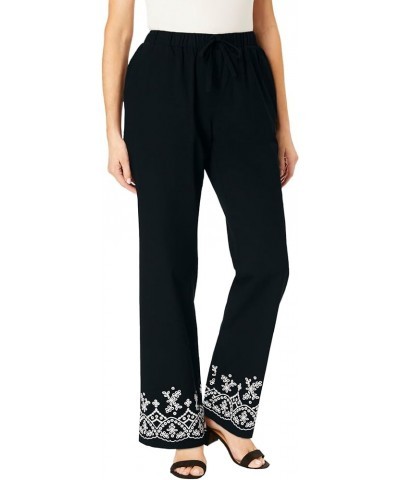 Women's Plus Size Drawstring Denim Wide-Leg Pant Pants Black Border $19.09 Jeans