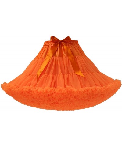 Women's Elastic Waist Chiffon Pettiskirts Puffy Tutu Tulle Princess Skirt Orange $14.00 Skirts