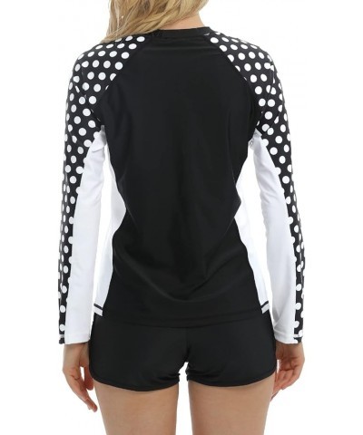 Women UPF 50 Rash Guard Striped Long Sleeves Bathing Tops Surf Sun Shirt Polka Dot/Black $10.75 Swimsuits