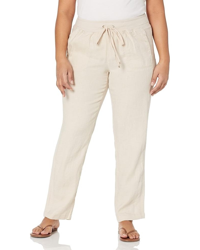 Women's Plus Size Casual Basic Lightweight Linen Pant Pebble $10.58 Pants