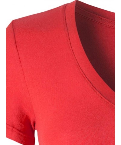 Women's Basic Solid Multi Colors Fitted Short Sleeve T-Shirt [S-3XL] Red $11.39 T-Shirts