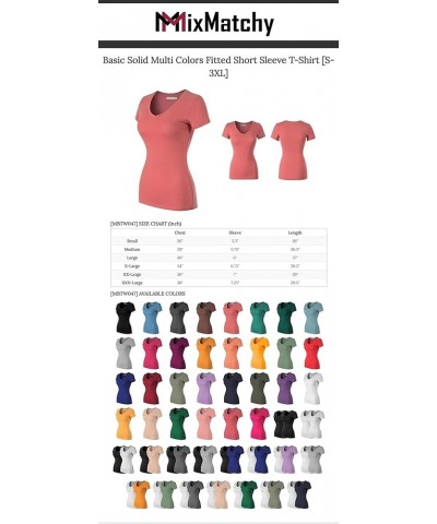 Women's Basic Solid Multi Colors Fitted Short Sleeve T-Shirt [S-3XL] Red $11.39 T-Shirts