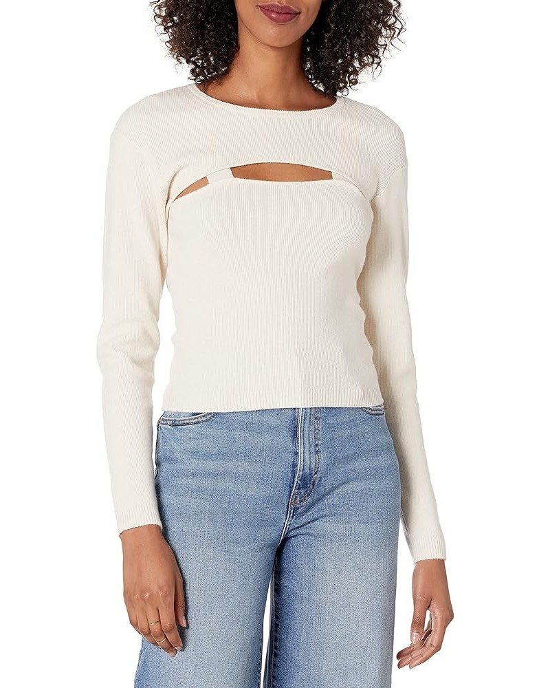 Women's Nomi Cropped Sweater Top Whisper White $17.02 Sweaters