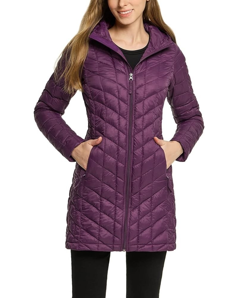 Women's Lightweight Packable Accent Puffer Jacket, Water-Resistant Winter Coat Coat Quilted Purple $32.39 Jackets