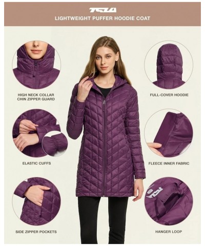 Women's Lightweight Packable Accent Puffer Jacket, Water-Resistant Winter Coat Coat Quilted Purple $32.39 Jackets