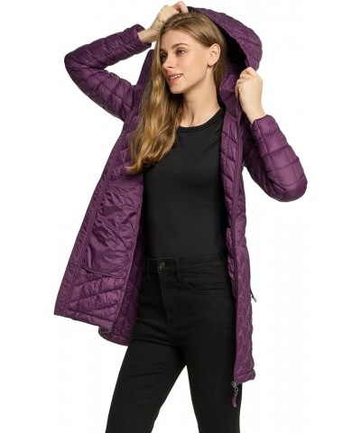 Women's Lightweight Packable Accent Puffer Jacket, Water-Resistant Winter Coat Coat Quilted Purple $32.39 Jackets