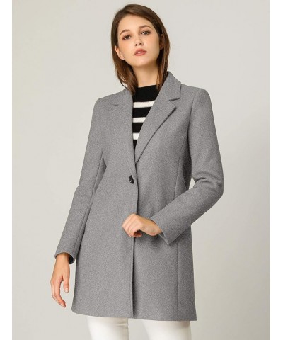 Women's Winter Overcoat Notched Lapel Long Sleeve One Buttoned Mid-Length Long Coat Grey $31.02 Coats