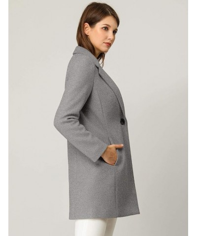 Women's Winter Overcoat Notched Lapel Long Sleeve One Buttoned Mid-Length Long Coat Grey $31.02 Coats