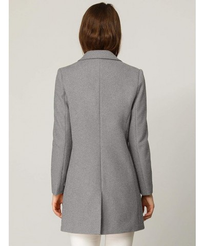 Women's Winter Overcoat Notched Lapel Long Sleeve One Buttoned Mid-Length Long Coat Grey $31.02 Coats