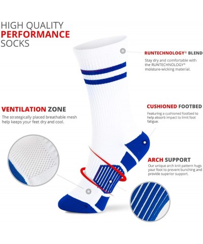 Classic Stripe Team Number Socks | Woven Mid-Calf | White & Royal 04 Or 40 $10.61 Activewear