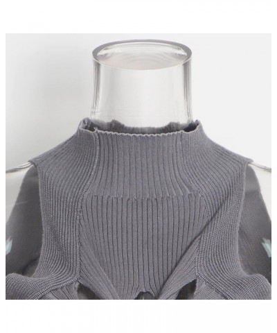 Women Sexy Hollow Out Twist Front Knitted Tank Tops Sleeveless High Neck Cut Out Sweater Vest Grey $13.20 Sweaters