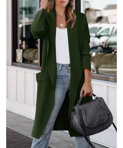 Women's Casual Long Sleeve Draped Open Front Knit Pockets Long Cardigan Jackets Sweater Army Green $20.80 Sweaters