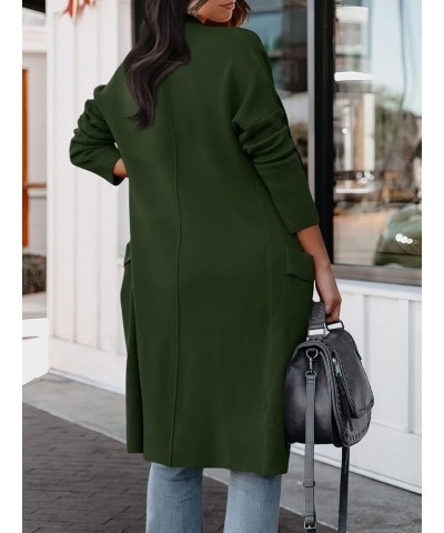 Women's Casual Long Sleeve Draped Open Front Knit Pockets Long Cardigan Jackets Sweater Army Green $20.80 Sweaters