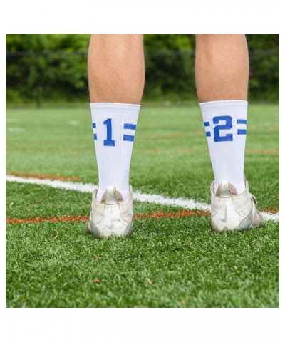 Classic Stripe Team Number Socks | Woven Mid-Calf | White & Royal 04 Or 40 $10.61 Activewear