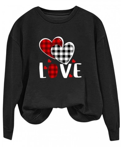 Womens Sweatshirt Loose Oversized Valentine's Day Crewneck Pullover Letter Print Casual Sweatshirts 01_black $9.22 Hoodies & ...