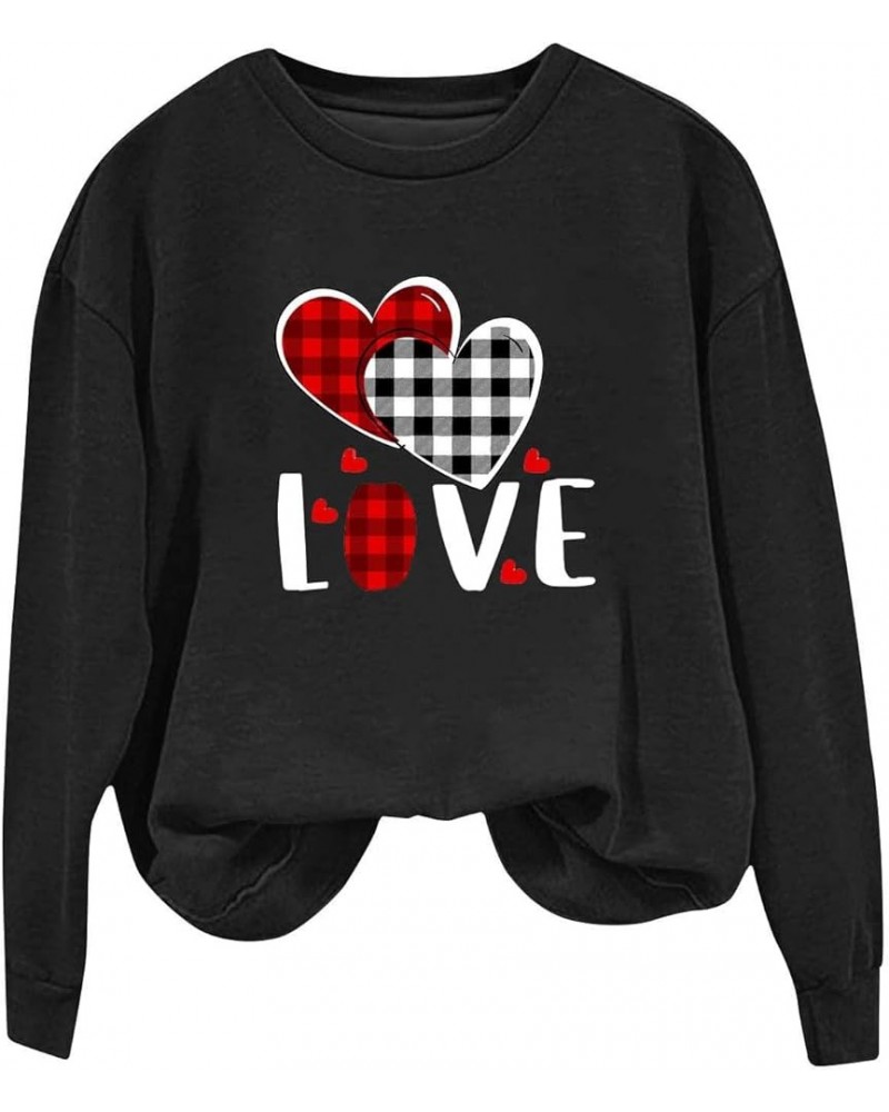 Womens Sweatshirt Loose Oversized Valentine's Day Crewneck Pullover Letter Print Casual Sweatshirts 01_black $9.22 Hoodies & ...