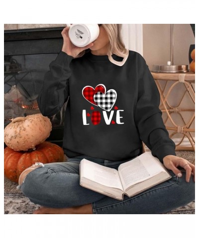 Womens Sweatshirt Loose Oversized Valentine's Day Crewneck Pullover Letter Print Casual Sweatshirts 01_black $9.22 Hoodies & ...