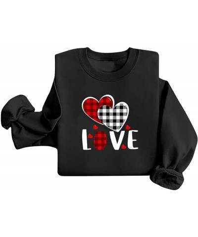 Womens Sweatshirt Loose Oversized Valentine's Day Crewneck Pullover Letter Print Casual Sweatshirts 01_black $9.22 Hoodies & ...