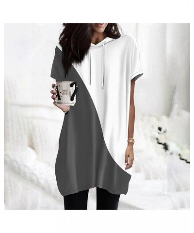 Womens Summer Oversized Hoodies Casual Short Sleeve Shirts 2024 Fashion Drawstring Lightweight Tunic Tops Ac-dark Gray $7.50 ...