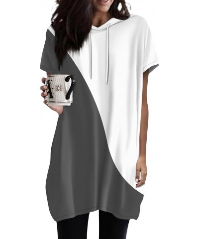 Womens Summer Oversized Hoodies Casual Short Sleeve Shirts 2024 Fashion Drawstring Lightweight Tunic Tops Ac-dark Gray $7.50 ...