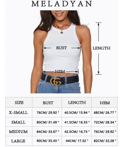 Women's Round Neck Basic Racerback Camisole Rib-Knit Solid Sleeveless Crop Tank Tops Grey $10.79 Tanks