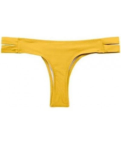 Bikini Bottoms Strappy Low Rise Brazilian Thong Sexy Swim Bottom for Women Lily Yellow $11.95 Swimsuits