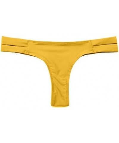 Bikini Bottoms Strappy Low Rise Brazilian Thong Sexy Swim Bottom for Women Lily Yellow $11.95 Swimsuits