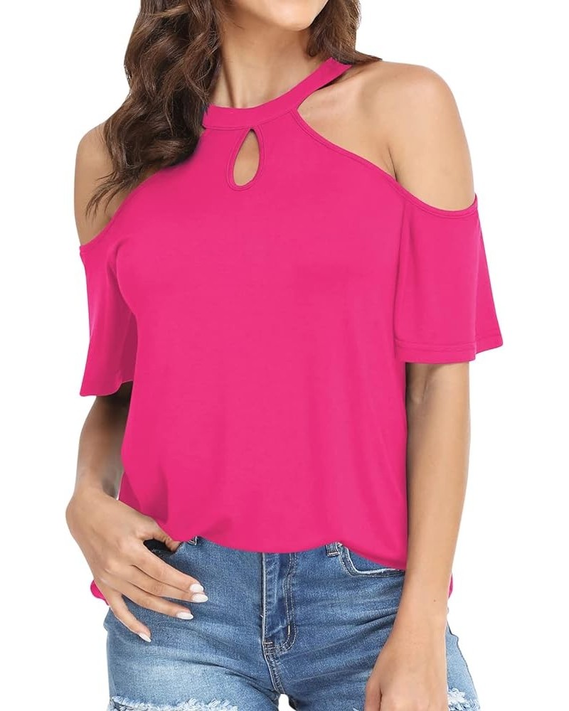 Women's Casual Gradient V-Neck Short Sleeve Loose T-Shirt Tops Workout Shirts for Women Women Tops S3hot Pink $13.98 Blazers