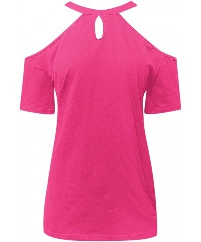 Women's Casual Gradient V-Neck Short Sleeve Loose T-Shirt Tops Workout Shirts for Women Women Tops S3hot Pink $13.98 Blazers