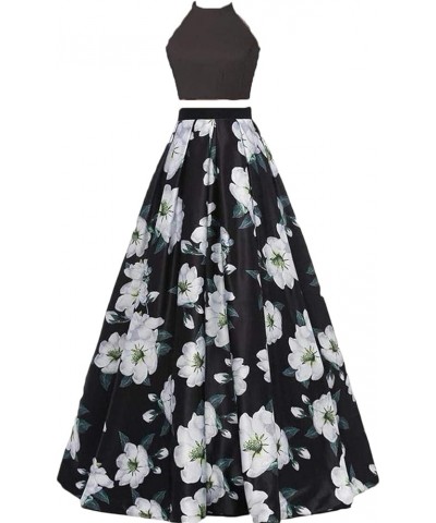 Women's Floral Print Evening Dresses for Weddings with Pockets Prom Party Ball Gown 2-halter5 $38.95 Dresses