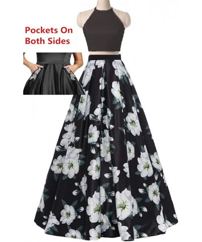 Women's Floral Print Evening Dresses for Weddings with Pockets Prom Party Ball Gown 2-halter5 $38.95 Dresses