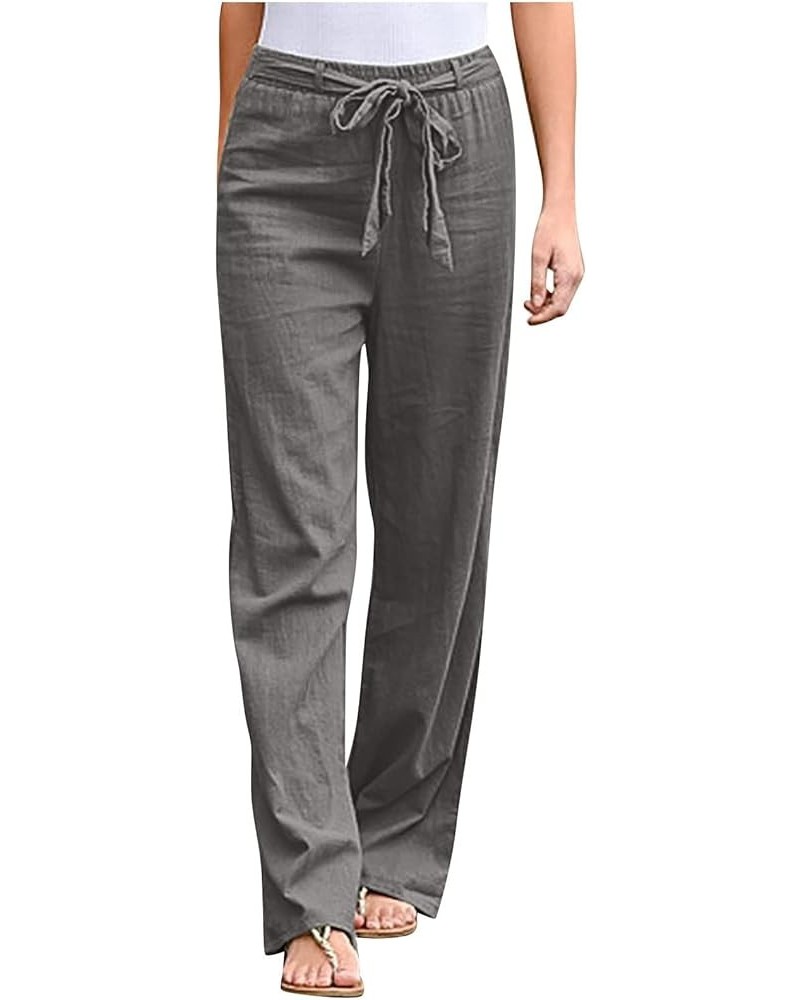 Wide Leg Pants for Women High Waisted Stretch Casual Pants Baggy Stretchy Comfy Trousers with Pockets Dark Gray $6.22 Pants