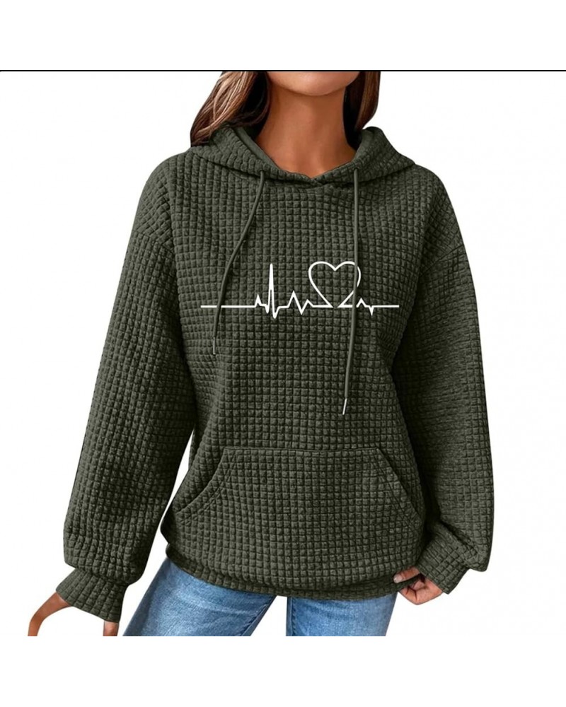 Plaid Hoodies For Women Plus Size Trendy Sweatshirts For Women Loose Fit 2023 Fall Fashion Hoodie Hoodie For Women 4-army Gre...