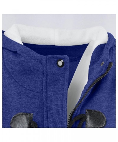 Women's Sherpa Lined Toggle Duffle Coat Fleece Hooded Warm Jacket Sweatshirt Horn Button Thicken Plus Size Coat C_blue $9.17 ...