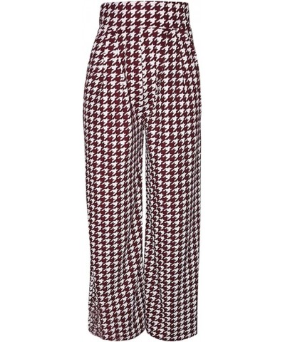 Women's Floral Print Palazzo Pants Loose Fit Elastic High Waist Long Wide Leg Trousers Plus Size 02red $12.22 Pants