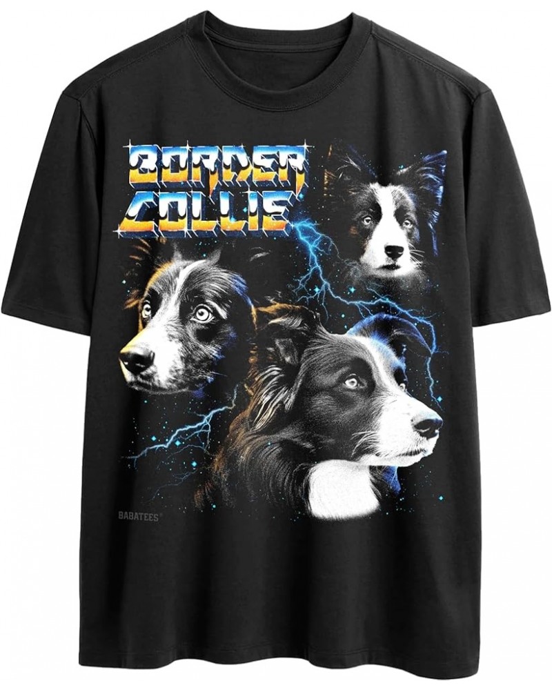 Heavy Metal Tshirt for Dog Lovers Dog Owners Funny Dog Dad and Dog Mom Graphic Tees Men and Women Border Collie $10.55 T-Shirts