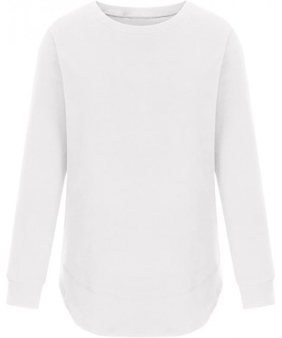 Womens Oversized Crewneck Sweatshirts Casual 2024 Long Sleeve Pullover Tops Solid Color Loose Fashion Shirts 06-white $9.17 Tops