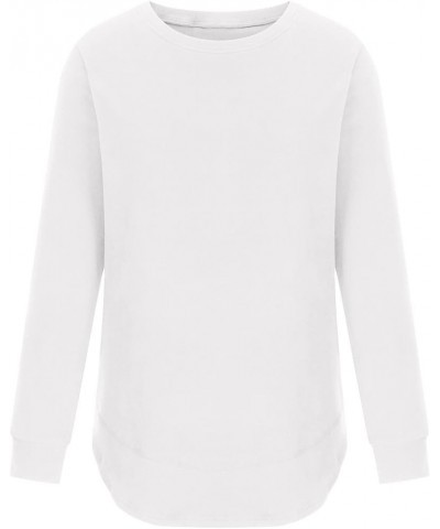 Womens Oversized Crewneck Sweatshirts Casual 2024 Long Sleeve Pullover Tops Solid Color Loose Fashion Shirts 06-white $9.17 Tops