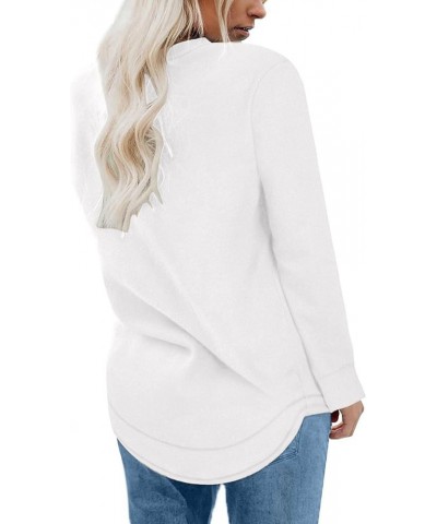 Womens Oversized Crewneck Sweatshirts Casual 2024 Long Sleeve Pullover Tops Solid Color Loose Fashion Shirts 06-white $9.17 Tops