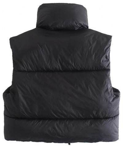 Women's Winter Cropped Puffer Vest Lightweight Sleeveless Warm Outerwear Black Puffer Vest Padded Gilet(0650-BlackX1-XL) $17....