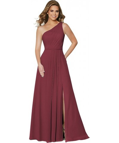 One Shoulder Bridesmaid Dresses for Women Chiffon Split Formal Dress for Women with Pockets Desert Rose $26.40 Dresses