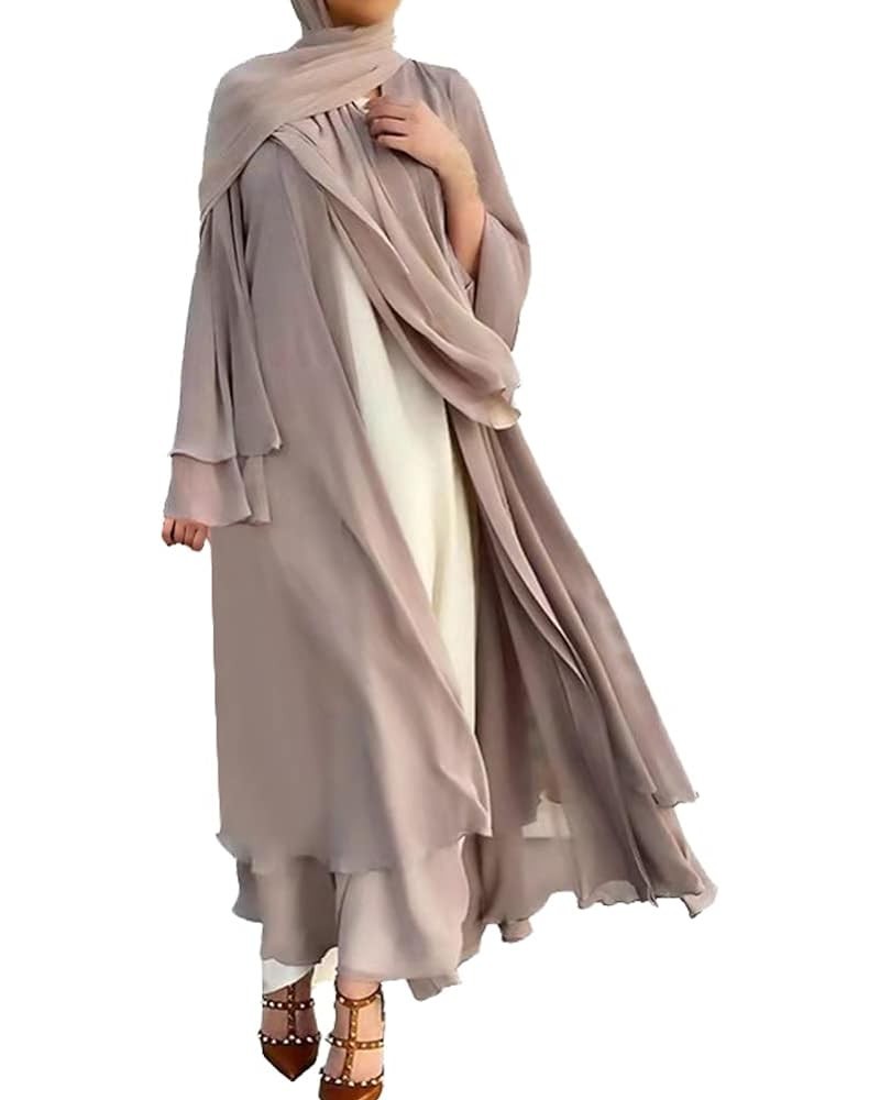 Women's Chiffon Muslim Cardigan Kaftan East Arabian Abaya Dress Casual Islamic Cover Up Long Dresses Khaki $27.13 Swimsuits