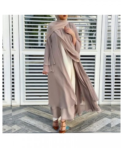 Women's Chiffon Muslim Cardigan Kaftan East Arabian Abaya Dress Casual Islamic Cover Up Long Dresses Khaki $27.13 Swimsuits