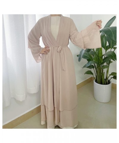 Women's Chiffon Muslim Cardigan Kaftan East Arabian Abaya Dress Casual Islamic Cover Up Long Dresses Khaki $27.13 Swimsuits